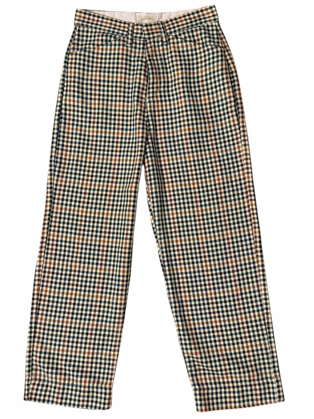 Women's BRIXTON Plaid Trousers Size 26 Beige Blue